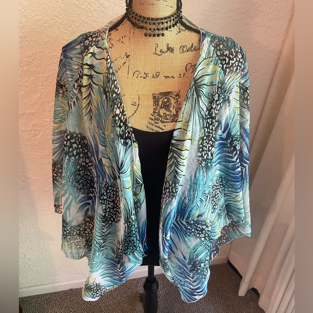 Hawaiian Floral Sheer Open Coverup